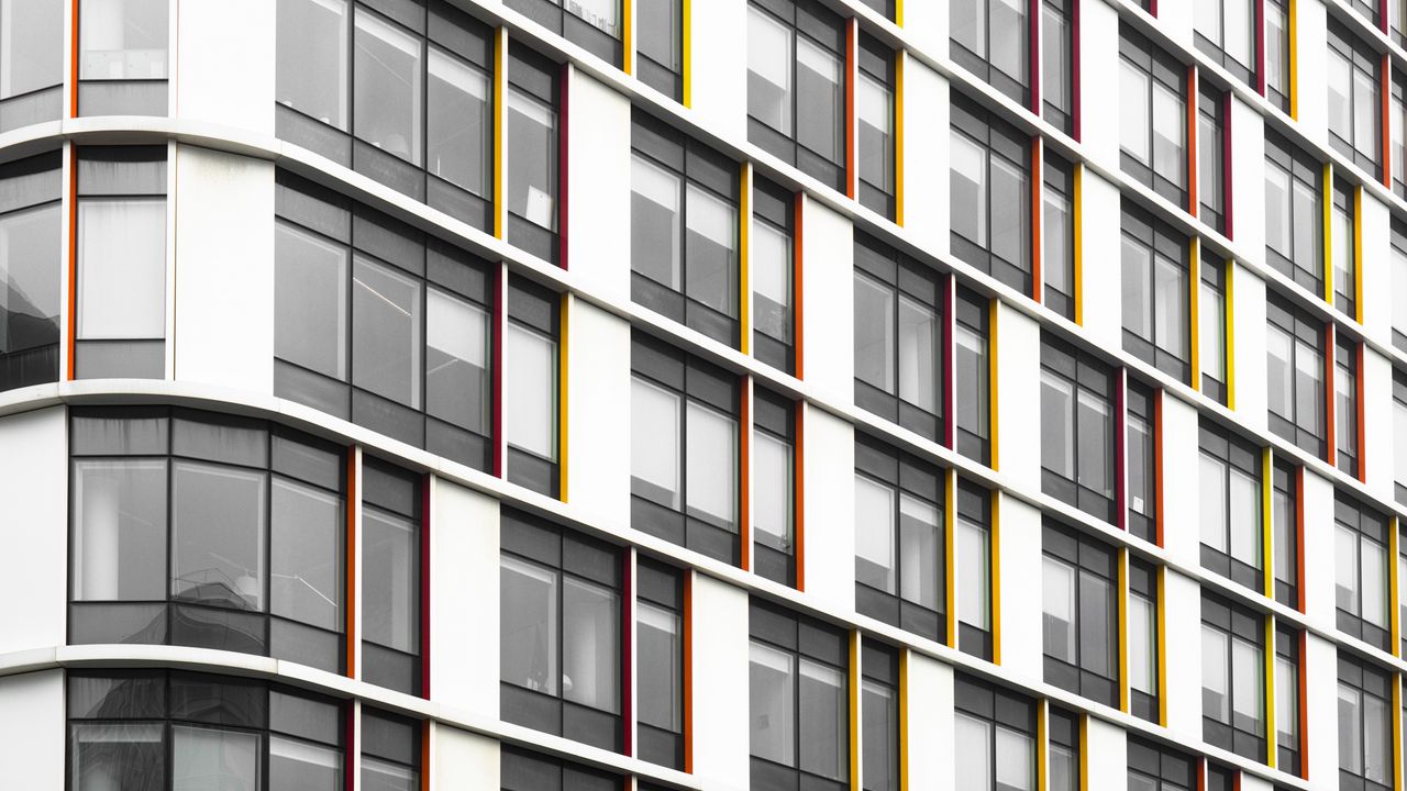 Wallpaper facade, windows, building, architecture, stripes