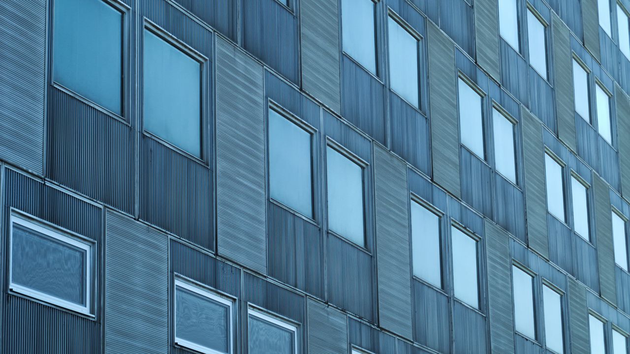 Wallpaper facade, windows, building, blue