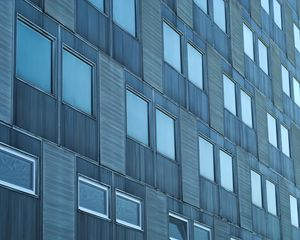 Preview wallpaper facade, windows, building, blue