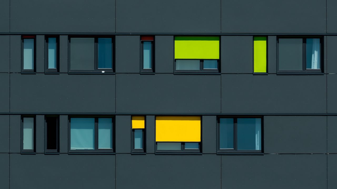 Wallpaper facade, windows, colorful, building