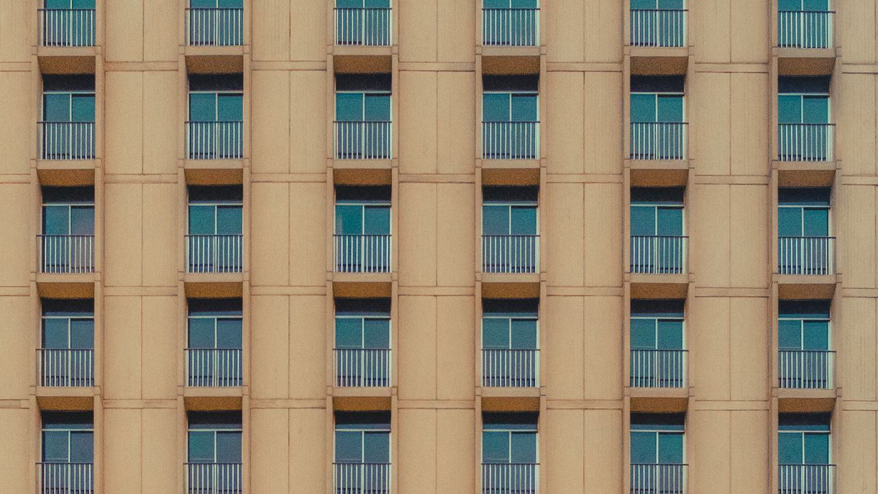 Wallpaper facade, windows, wall, balcony