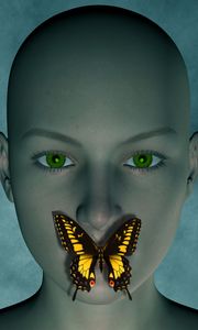 Preview wallpaper face, butterfly, silence, green-eyed