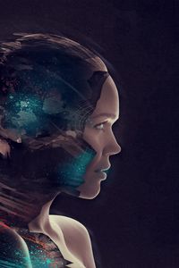 Preview wallpaper face, girl, profile, color, triangle, surrealism