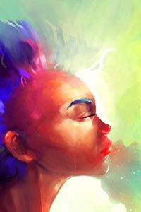 Preview wallpaper face, hair, paint, colorful, abstract