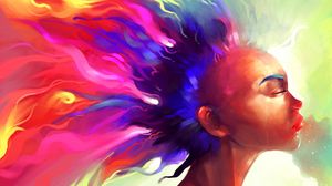 Preview wallpaper face, hair, paint, colorful, abstract