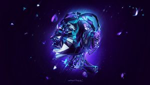 Preview wallpaper face, headphones, art, geometric, convex