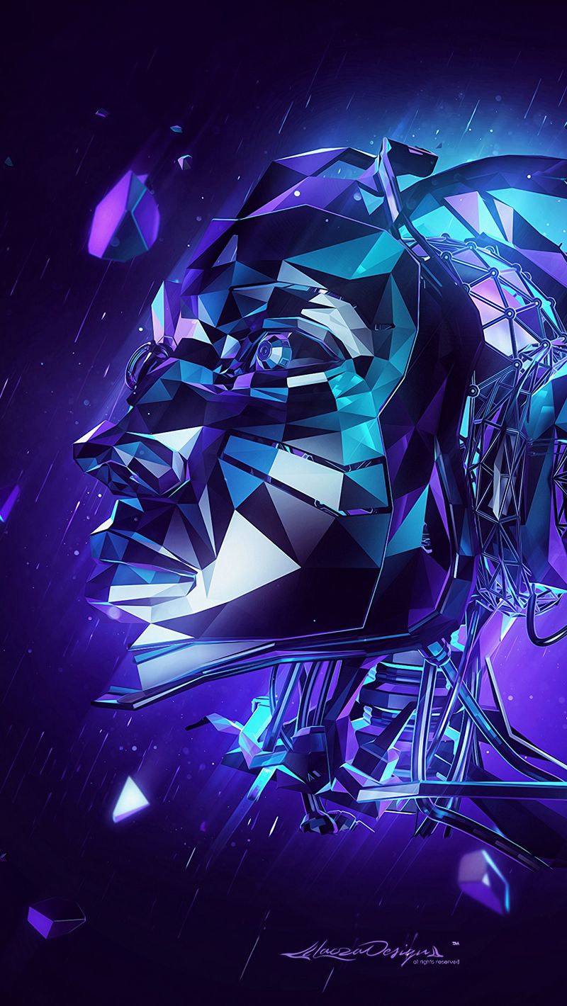 800x1420 Wallpaper face, headphones, art, geometric, convex