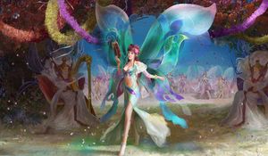 Preview wallpaper fairies, wings, musical instruments, flowers, holiday