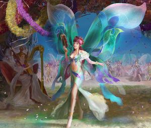 Preview wallpaper fairies, wings, musical instruments, flowers, holiday