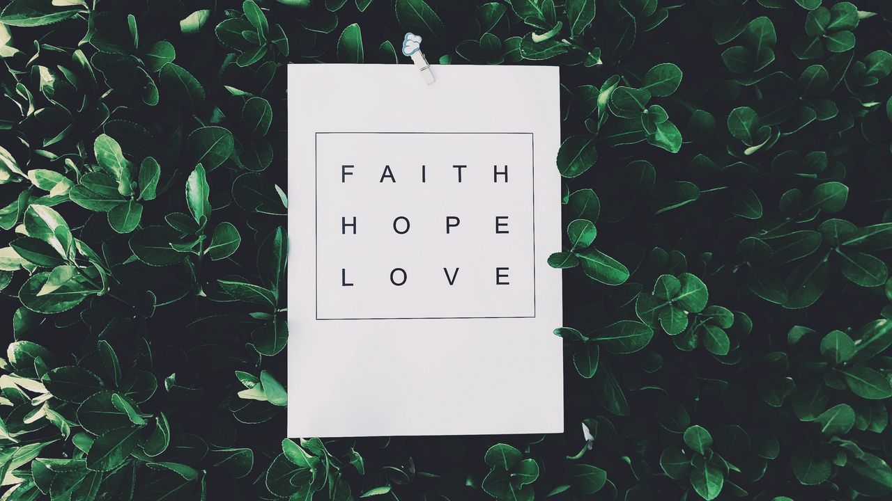 Wallpaper faith, hope, love, inscription