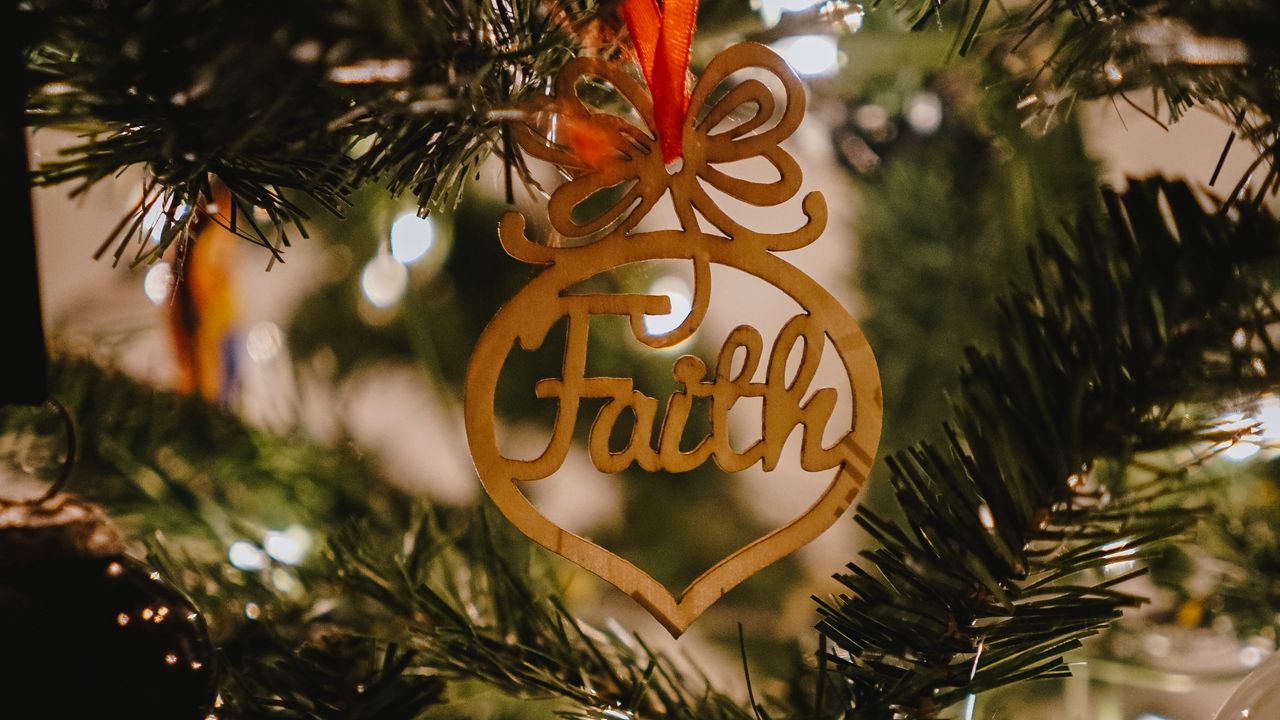 Wallpaper faith, word, decoration, christmas tree
