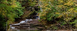 Preview wallpaper fall, waterfall, rocks, trees, landscape