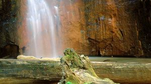 Preview wallpaper falls, logs, trees, rocks, berry creek, california