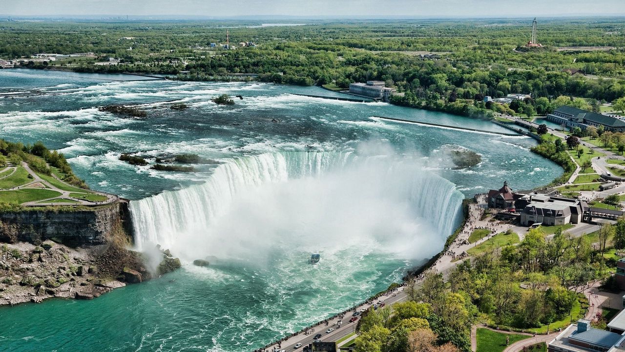 Wallpaper falls, niagara, from above, look, steam, expensive