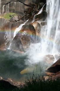 Preview wallpaper falls, rainbow, stones, stream, splashes, light, clearly