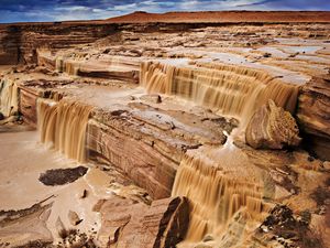 Preview wallpaper falls, sand, cascades, water, dirty