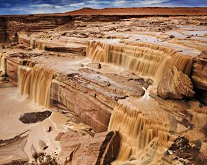 Preview wallpaper falls, sand, cascades, water, dirty