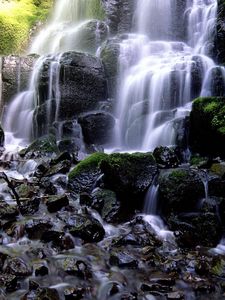 Preview wallpaper falls, stones, stream, cascades, gorge