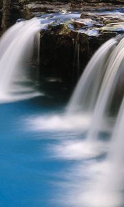 Preview wallpaper falls, stream, stones, water, blue, arkansas