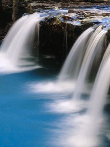 Preview wallpaper falls, stream, stones, water, blue, arkansas