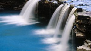 Preview wallpaper falls, stream, stones, water, blue, arkansas