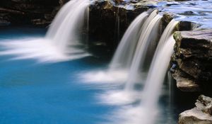 Preview wallpaper falls, stream, stones, water, blue, arkansas