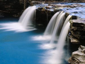 Preview wallpaper falls, stream, stones, water, blue, arkansas