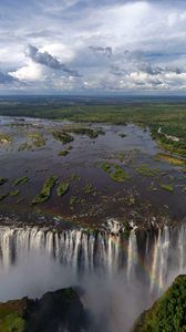 Preview wallpaper falls, victoria, africa, break, vegetation, rainbow