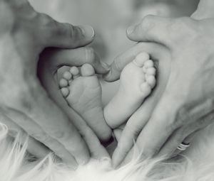 Preview wallpaper family, hands, love, child, happiness, bw