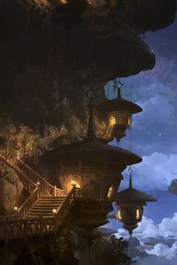 Preview wallpaper fantasy, house, stairs, fantastic, art