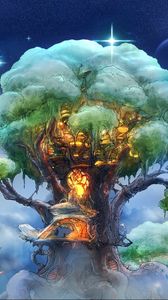 Preview wallpaper fantasy, tree, art, magic