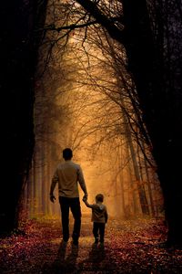 Preview wallpaper father, son, family, child, forest