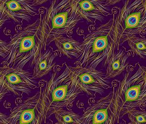 Preview wallpaper feathers, peacock, patterns, colorful
