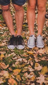 Preview wallpaper feet, autumn, foliage