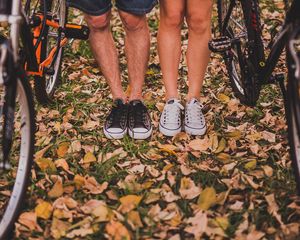 Preview wallpaper feet, autumn, foliage