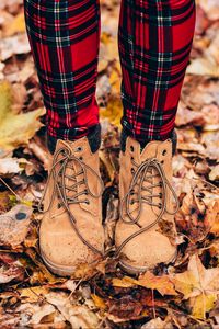 Preview wallpaper feet, autumn, foliage, boots