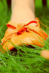 Preview wallpaper feet, ballet flats, sneakers, shoes, grass