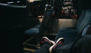 Preview wallpaper feet, bus, trip, loneliness, mood