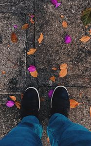 Preview wallpaper feet, leaves, autumn, fallen