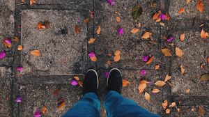 Preview wallpaper feet, leaves, autumn, fallen