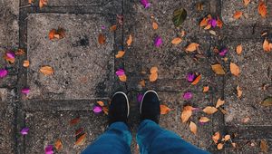 Preview wallpaper feet, leaves, autumn, fallen