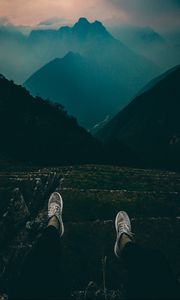 Preview wallpaper feet, mountains, night, hill