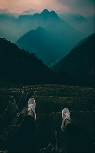 Preview wallpaper feet, mountains, night, hill