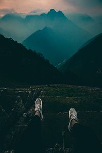 Preview wallpaper feet, mountains, night, hill