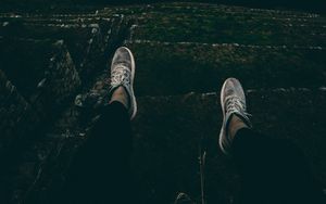 Preview wallpaper feet, mountains, night, hill