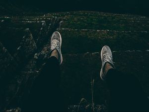 Preview wallpaper feet, mountains, night, hill