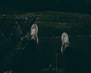 Preview wallpaper feet, mountains, night, hill