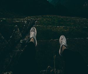 Preview wallpaper feet, mountains, night, hill