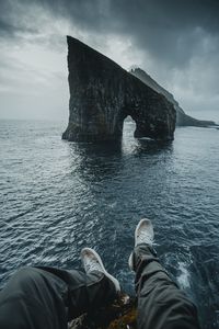 Preview wallpaper feet, rocks, ocean, water