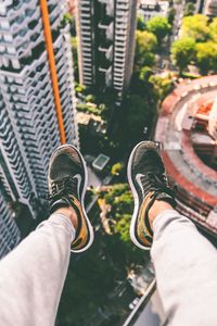 Preview wallpaper feet, roof, sneakers, solitude